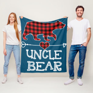 Uncle Bear Christmas Pajama Red Plaid Buffalo Fleece Blanket