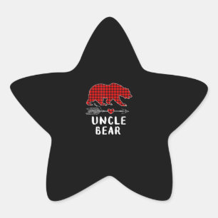 Uncle Bear Gift   Bear Lover Red Theme Gifts Star Sticker