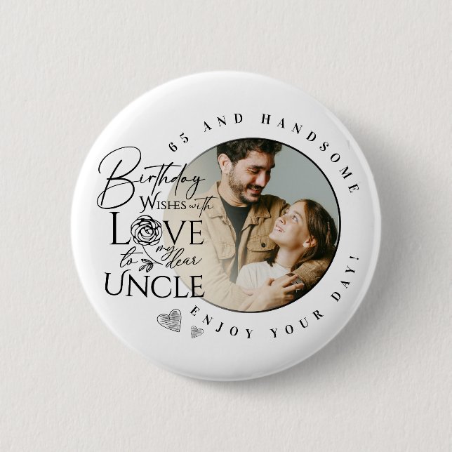 Uncle Birthday Minimalist Design  6 Cm Round Badge (Front)