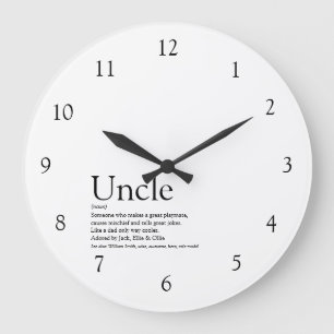 Uncle Black and White Large Clock