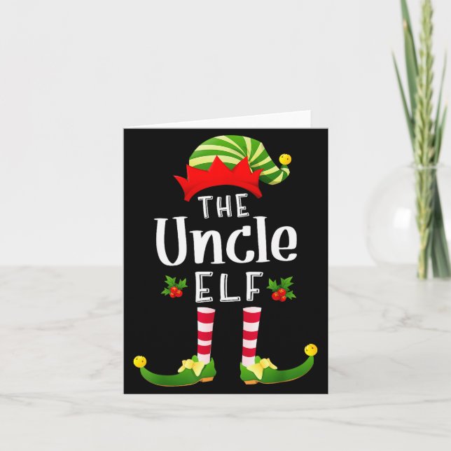Uncle Christmas Elf Matching Pajama X-mas Party  Card (Front)
