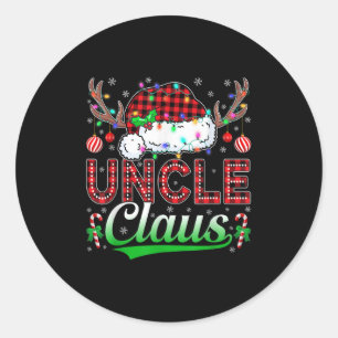 Uncle Claus Christmas Lights Matching Family Xmas  Classic Round Sticker