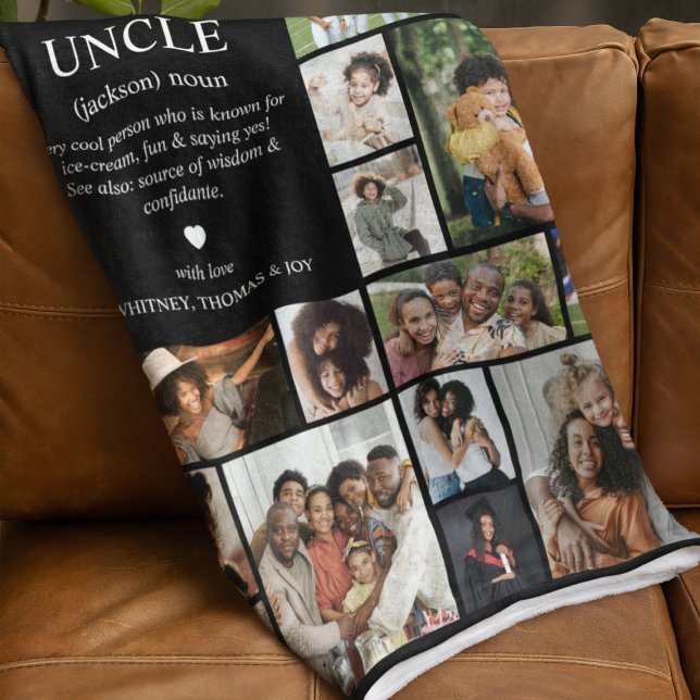 Uncle Definition Photo Collage Fleece Blanket (Creator Uploaded)