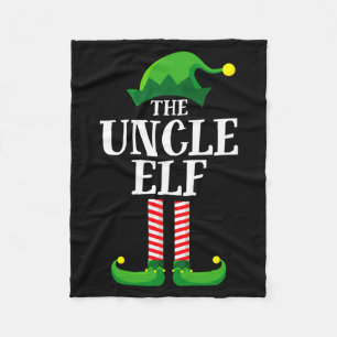 Uncle Elf Matching Family Christmas Party Pajama  Fleece Blanket