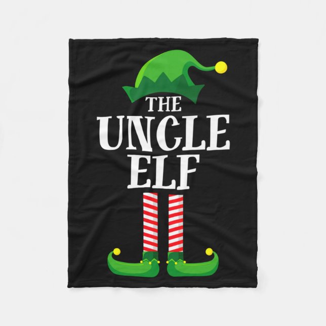 Uncle Elf Matching Family Christmas Party Pajama  Fleece Blanket (Front)