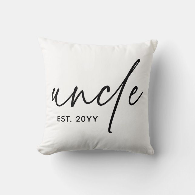 Uncle Established Elegant Typography New Uncle Cushion (Front)