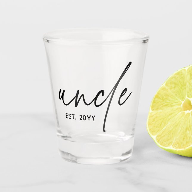 Uncle Established Elegant Typography New Uncle Shot Glass (Front)