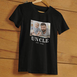 Uncle Established Year Typography Photo T-Shirt