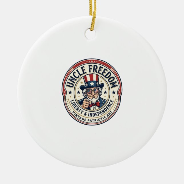 Uncle Freedom Patriotic Uncle Sam Founding Charact Ceramic Tree Decoration (Front)