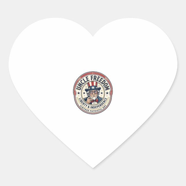 Uncle Freedom Patriotic Uncle Sam Founding Charact Heart Sticker (Front)