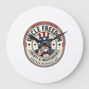 Uncle Freedom Patriotic Uncle Sam Founding Charact Large Clock