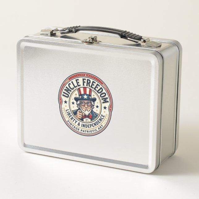 Uncle Freedom Patriotic Uncle Sam Founding Charact Metal Lunch Box (Front)