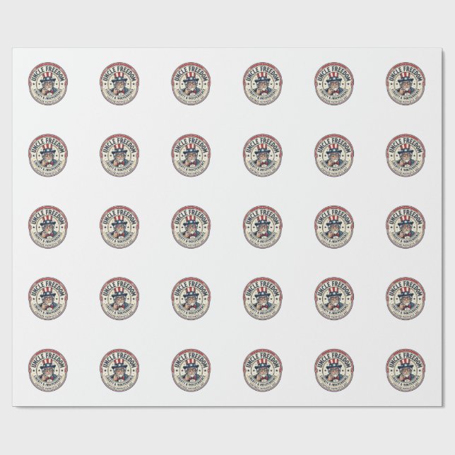 Uncle Freedom Patriotic Uncle Sam Founding Charact Wrapping Paper (Flat)