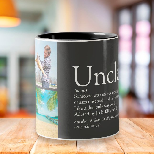 Uncle Funcle Definition 4 Photo Collage Grey Two-Tone Coffee Mug (Creator Uploaded)