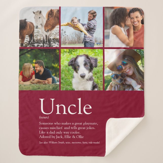 Uncle Funcle Definition 6 Photo Modern Burgundy Sherpa Blanket (Front)
