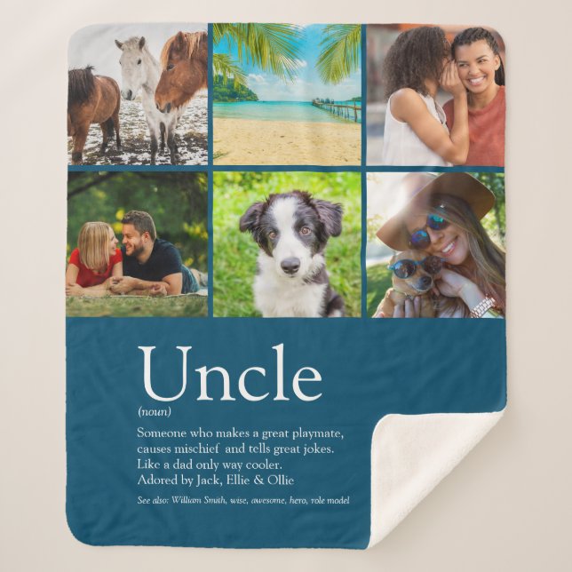 Uncle, Funcle Definition 6 Photo Modern Fun Blue Sherpa Blanket (Front)