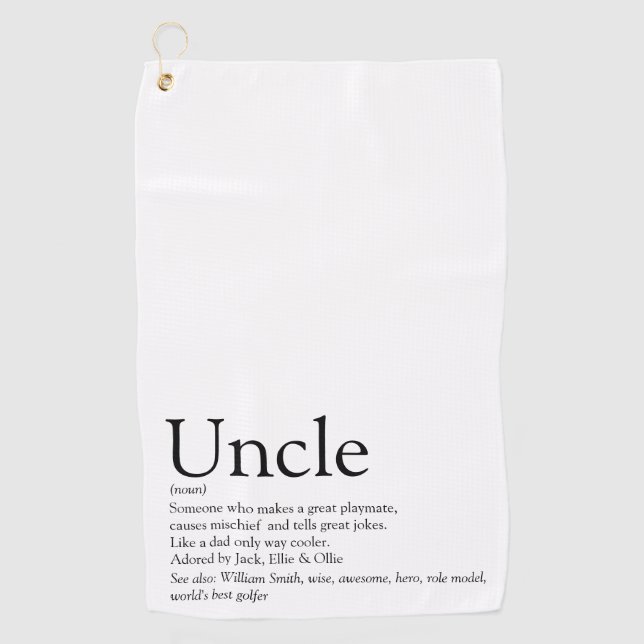 Uncle Funcle Definition Modern Fun Golf Towel (Front)
