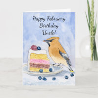 Uncle Happy February Birthday Cedar Waxwing Cake