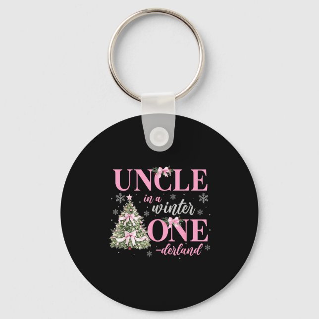 Uncle In A Winter Onederland Birthday Girl Christm Key Ring (Front)