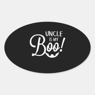 Uncle Is My Boo Happy Halloween Thanksgiving Xmas Oval Sticker