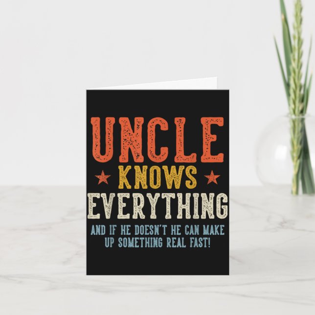 Uncle knows everything father's day retro vintage  card (Front)