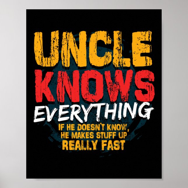 Uncle Knows Everything Funny Uncle Fathers Day Gif Poster (Front)