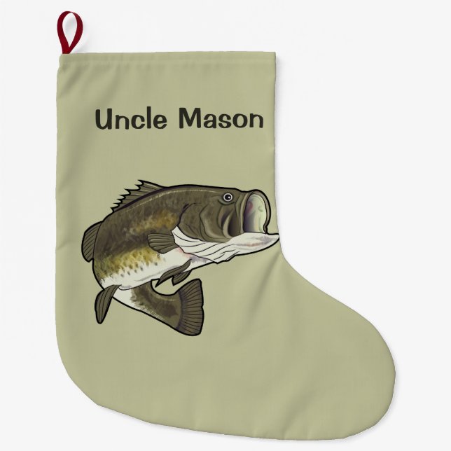 Uncle: Largemouth Bass Large Christmas Stocking (Front)