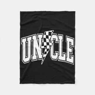 Uncle Lightning Bolt Chequered Varsity Dad Uncle F Fleece Blanket