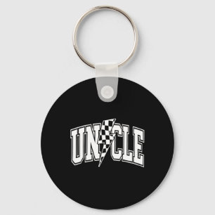Uncle Lightning Bolt Chequered Varsity Dad Uncle F Key Ring