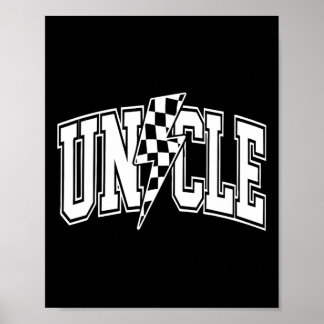 Uncle Lightning Bolt Chequered Varsity Dad Uncle F Poster