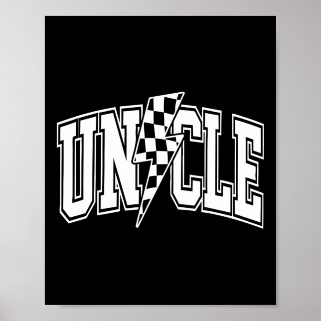Uncle Lightning Bolt Chequered Varsity Dad Uncle F Poster (Front)