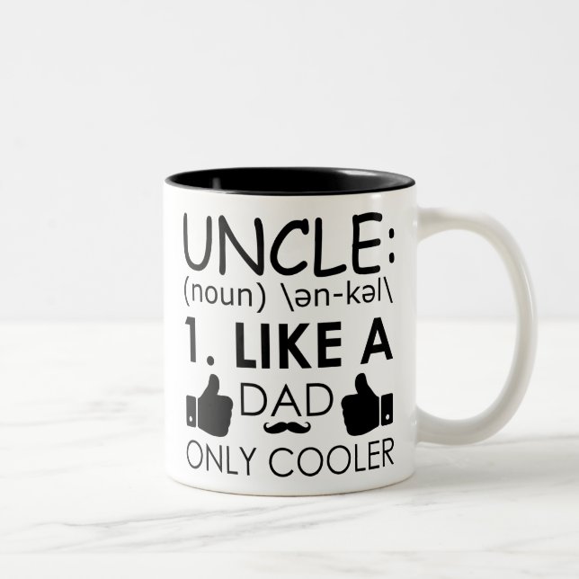 Uncle, Like Dad Only Cooler - Like Icon moustache Two-Tone Coffee Mug (Right)