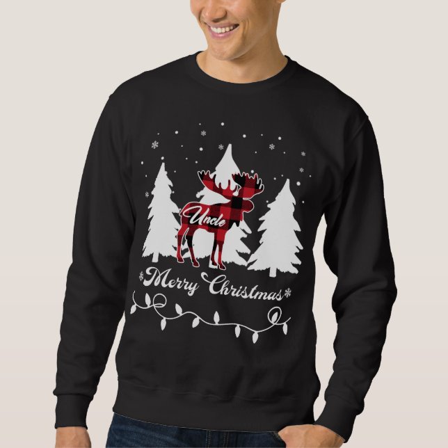 Uncle Moose Buffalo Red Plaid Christmas Matching F Sweatshirt (Front)