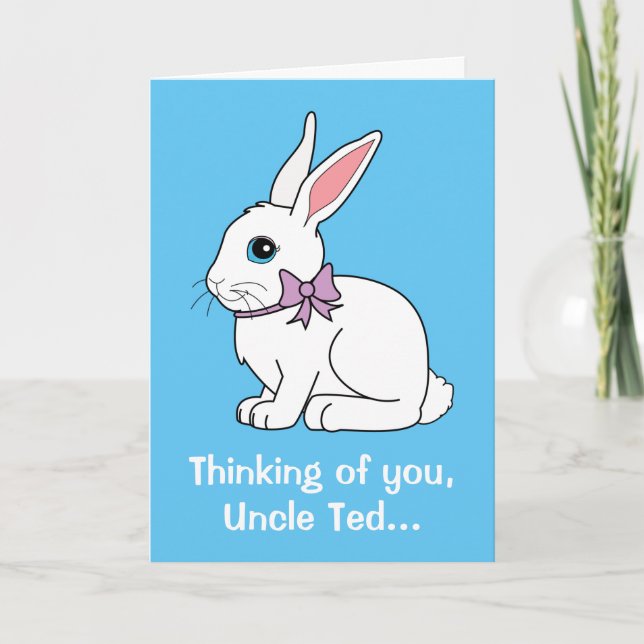 Uncle Name Customisable Easter Bunny. Holiday Card (Front)