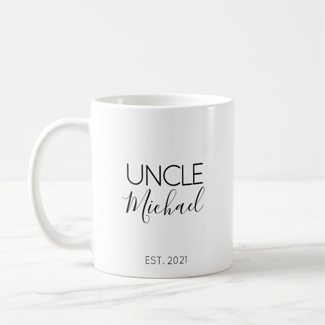 Uncle Name Pregnancy Announcement Gift Coffee Mug (Left)