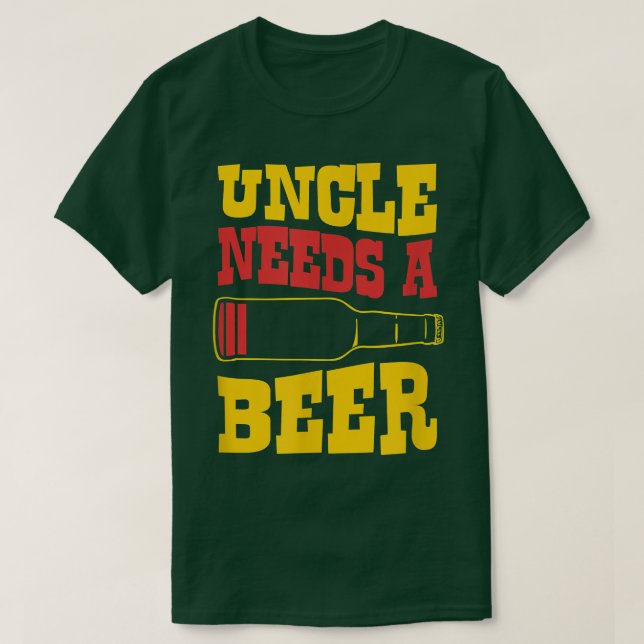 Uncle Needs A Beer Funny Low Battery Icon T-Shirt (Design Front)
