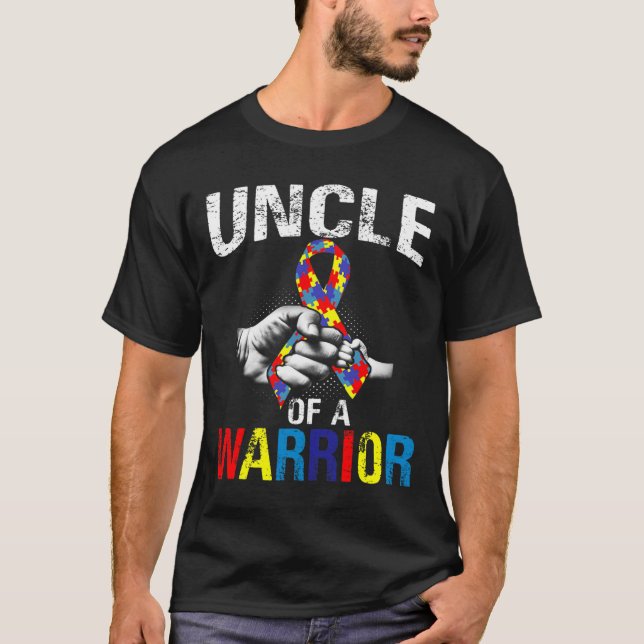 Uncle Of A Warrior Autism Awareness  T-Shirt (Front)