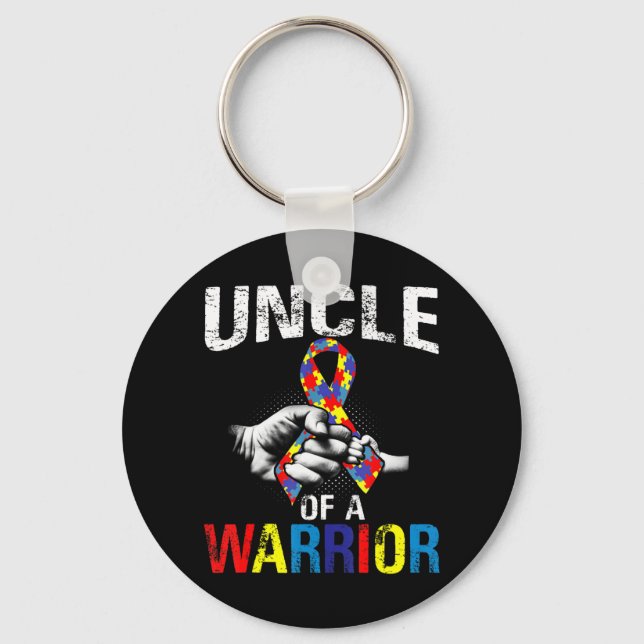 Uncle of a Warrior Autism Awareness Tee Gift for B Key Ring (Front)