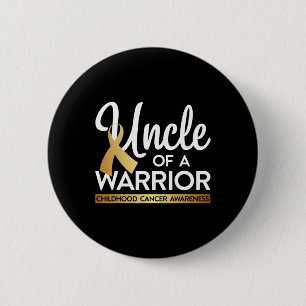 Uncle Of A Warrior Childhood Cancer Gold Ribbon 6 Cm Round Badge