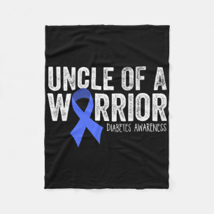 Uncle Of A Warrior T1d Kid Diabetic Blue Ribbon Su Fleece Blanket
