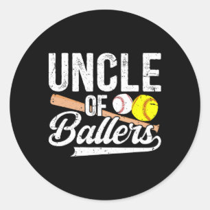 Uncle Of Ballers Baseball Softball Uncle Classic Round Sticker