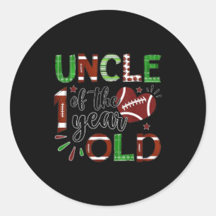 Uncle Of The 1 Year Old Football 1st Birthday Boy  Classic Round Sticker