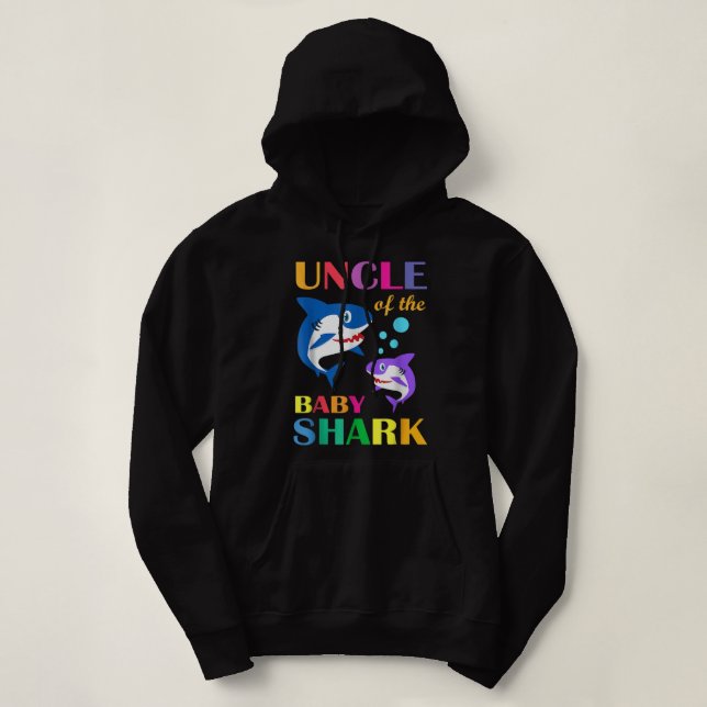 Uncle Of The Baby Birthday Shark Uncle Shark Chris Hoodie (Design Front)