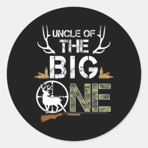 Uncle Of The Big One Birthday Boy Deer Hunter Camo Classic Round Sticker