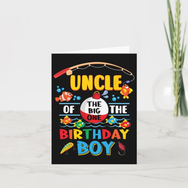 Uncle Of The Big One Fishing 1st Birthday Ofishall Card (Front)