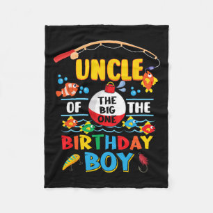 Uncle Of The Big One Fishing 1st Birthday Ofishall Fleece Blanket