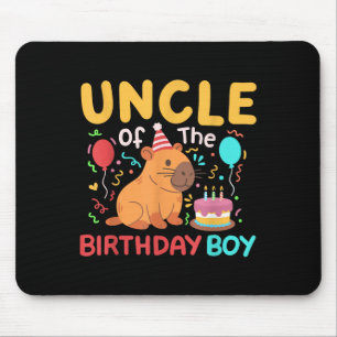 Uncle Of The Birthday Boy Cute Capybara Kids Bday  Mouse Pad