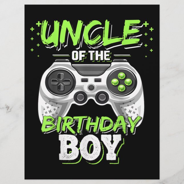 Uncle of the Birthday Boy Matching Video Game Flyer (Front)