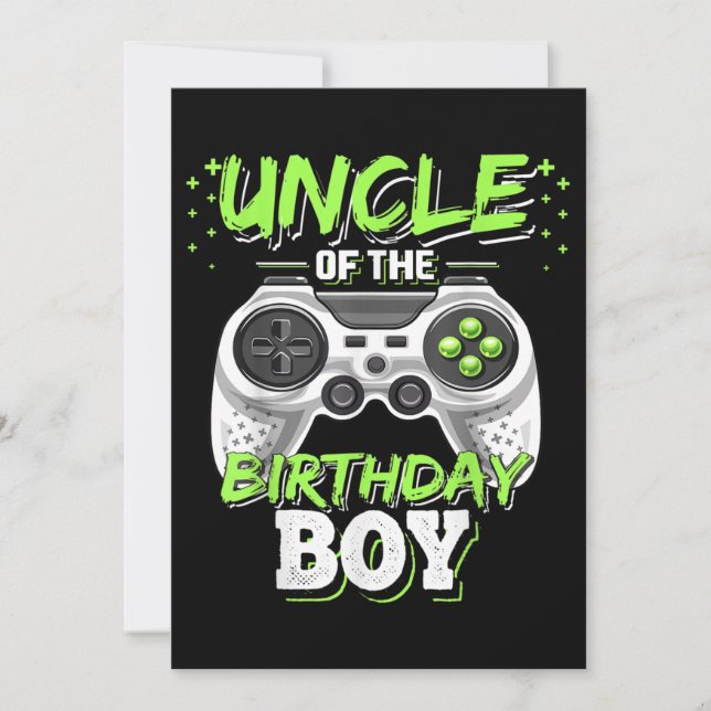 Uncle of the Birthday Boy Matching Video Game Invitation (Front)