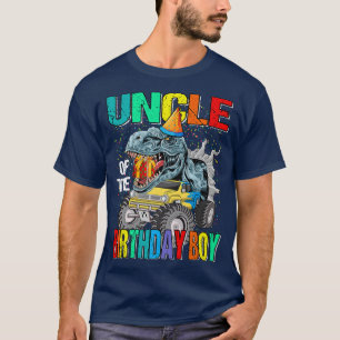 Uncle Of The Birthday Boy Monster Truck Dinosaur T-Shirt